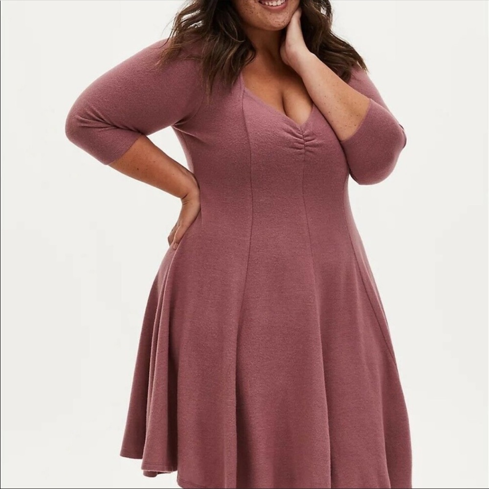 Pre-owned Torrid Super Soft Plush Walnut Mini Fluted Dress Size 2
